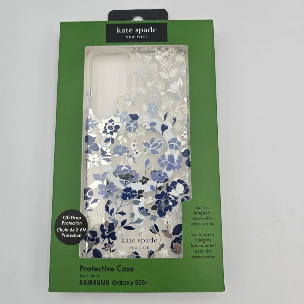Kate Spade Samsung Galaxy S25+ Case NEW Blue Floral Magnetic Protective